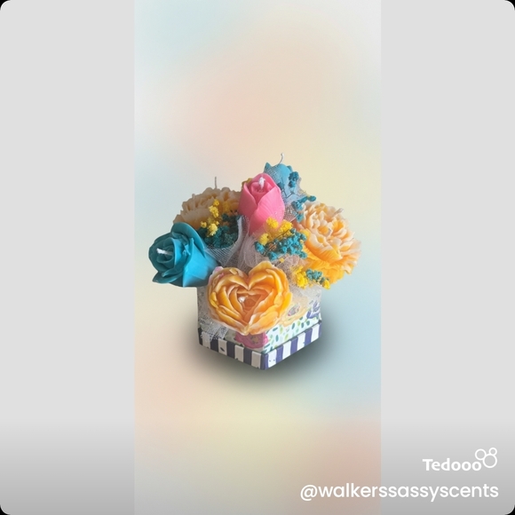 Handmade Other - Colorful Floral Candle Arrangement